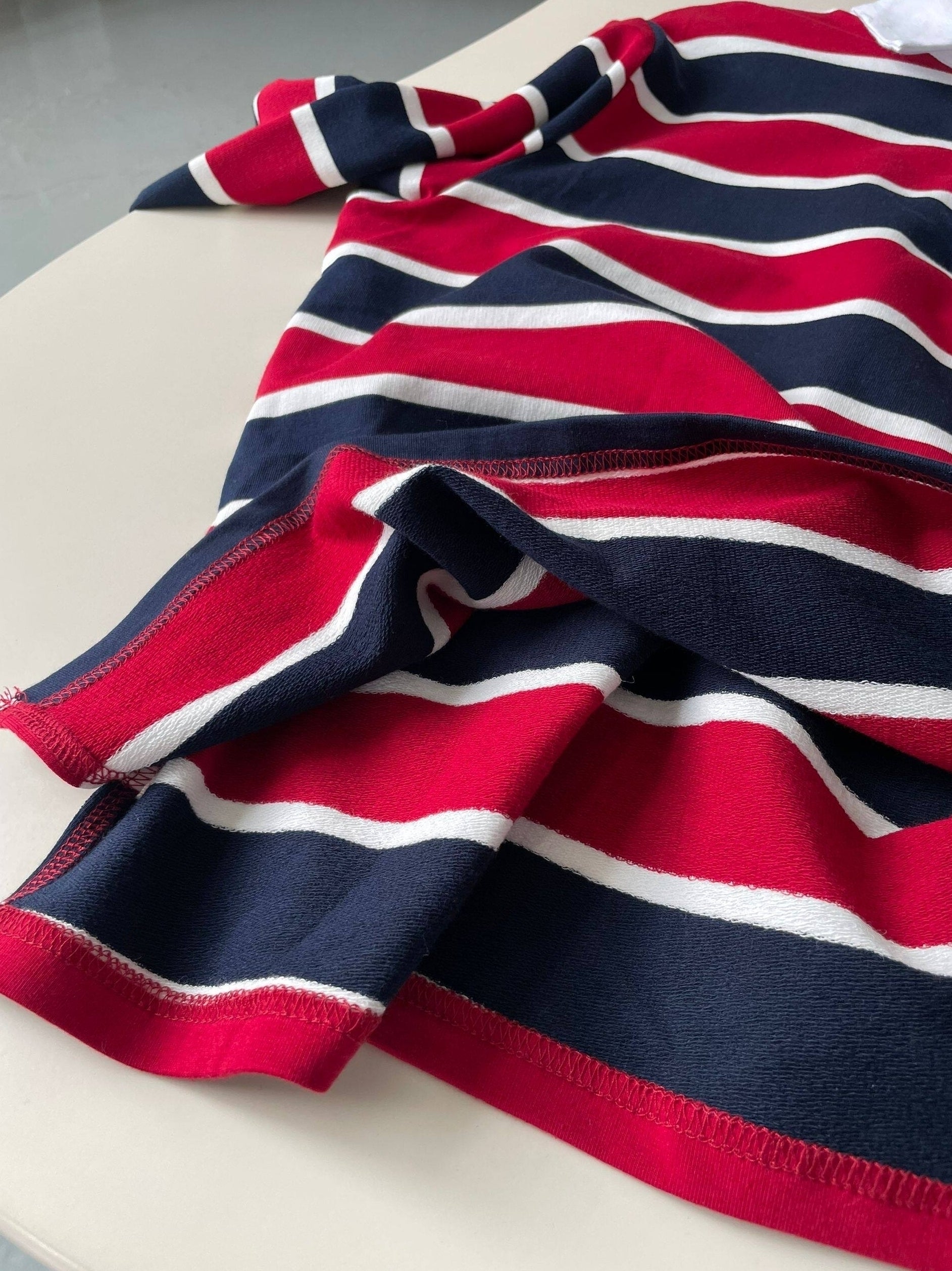 Red And Blue Stripes Long Sleeve Polo