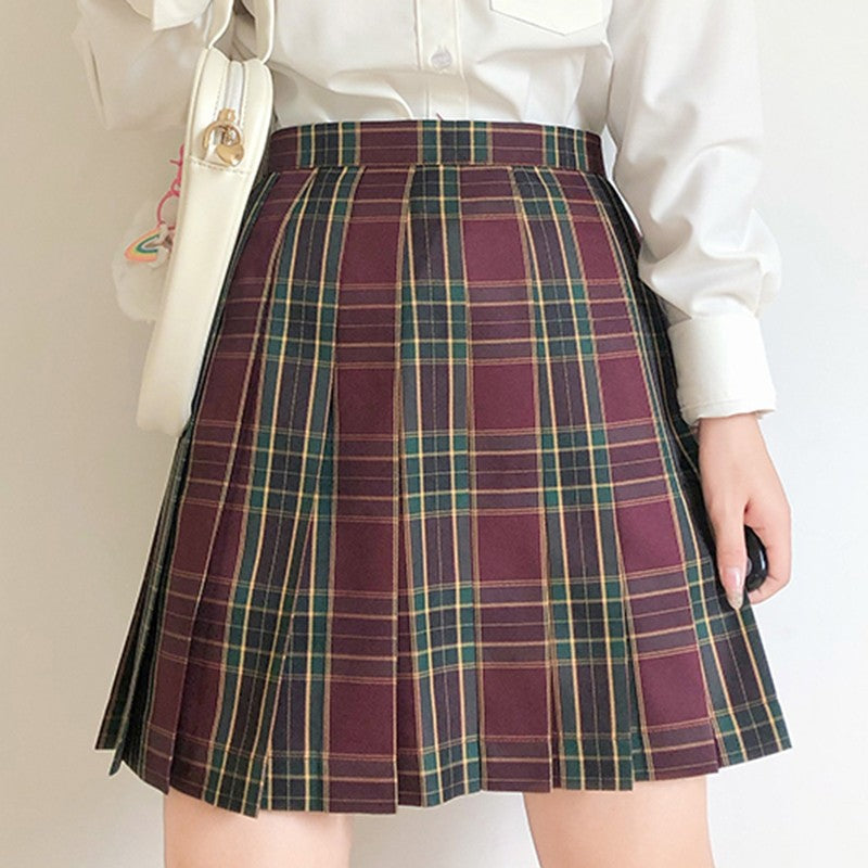 Red And Green Plaid School Skirt