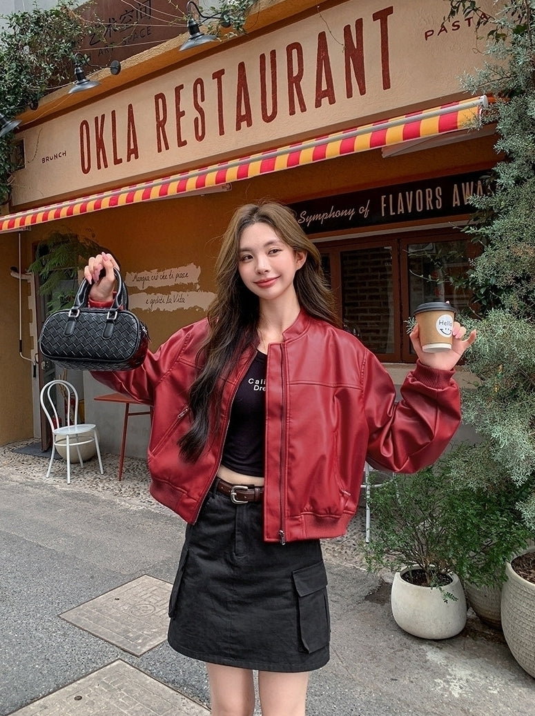 Red Baggy Leather Jacket