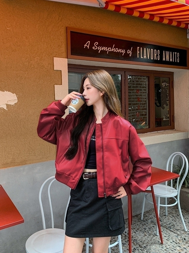 Red Baggy Leather Jacket
