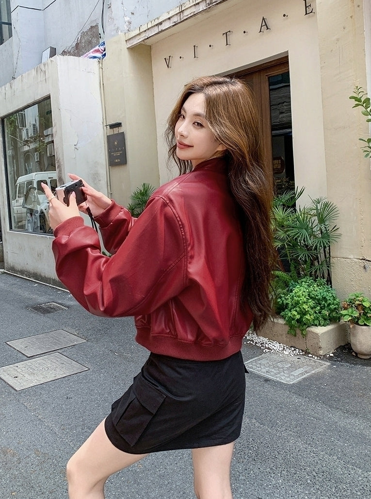 Red Baggy Leather Jacket