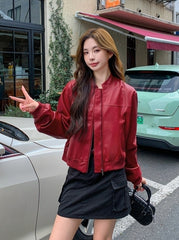 Red Baggy Leather Jacket