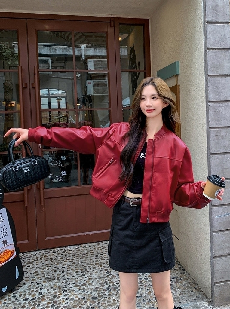 Red Baggy Leather Jacket