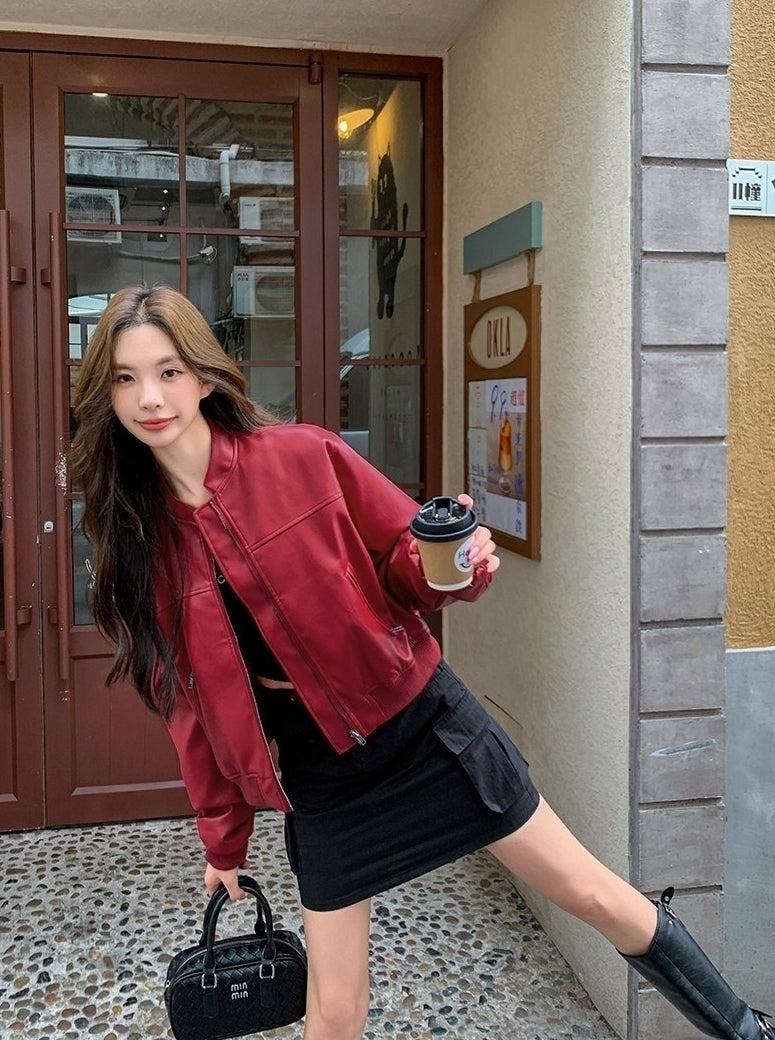 Red Baggy Leather Jacket