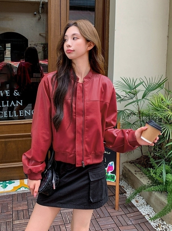 Red Baggy Leather Jacket