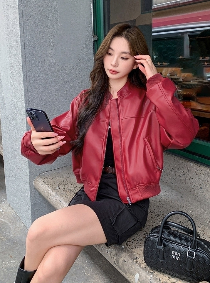Red Baggy Leather Jacket