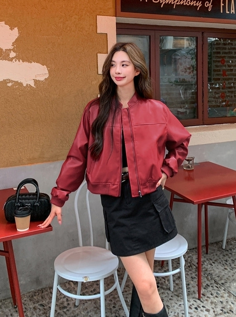 Red Baggy Leather Jacket