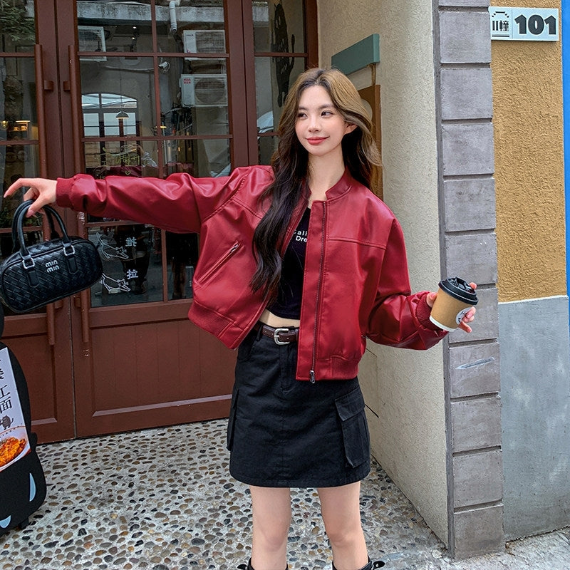 Red Baggy Leather Jacket