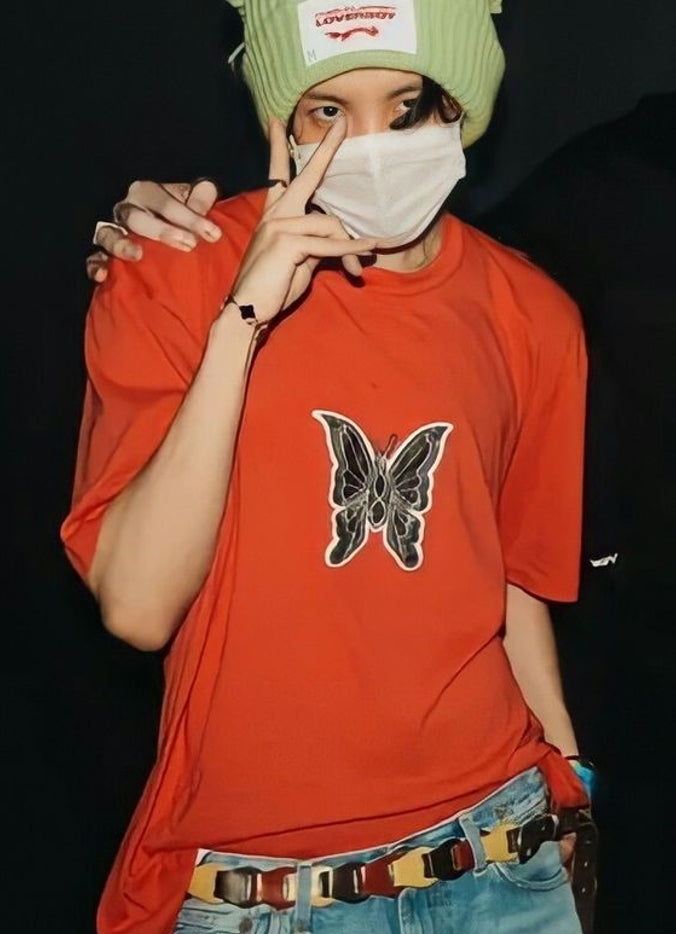 Red Butterfly Print T-Shirt