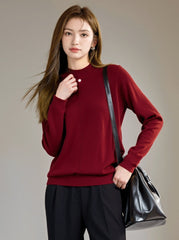 Red Christmas Plain Knit Sweater Top