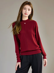 Red Christmas Plain Knit Sweater Top
