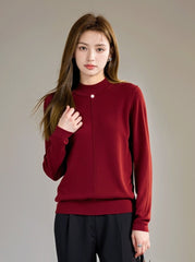 Red Christmas Plain Knit Sweater Top