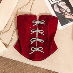 Red Corset Bowknot Accent Top