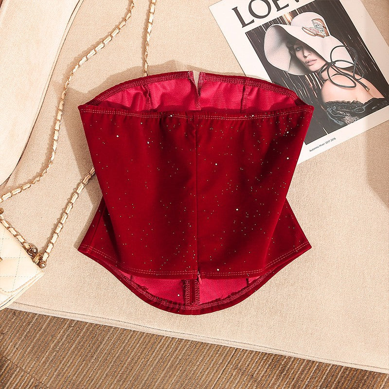 Red Corset Bowknot Accent Top