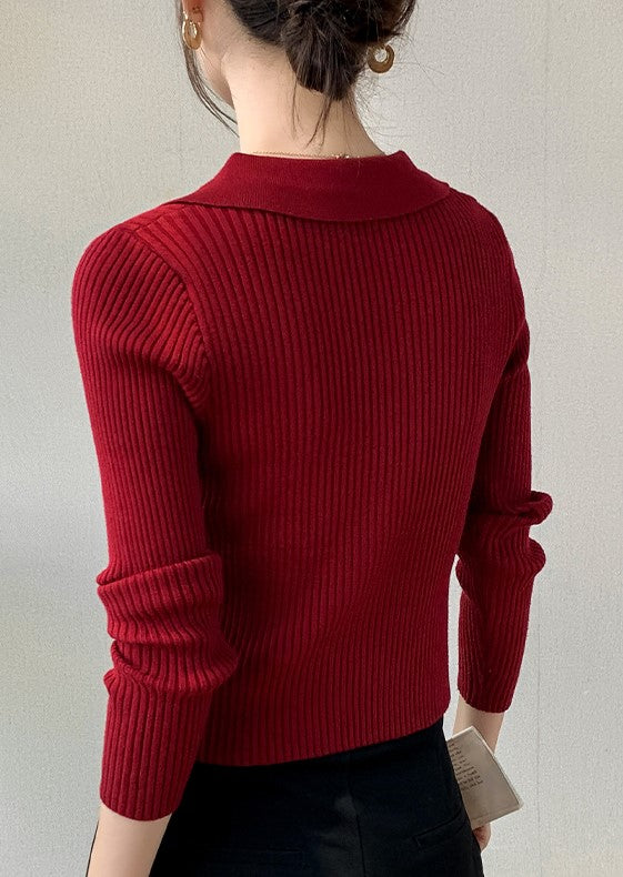 Red Double Zipper Cardigan