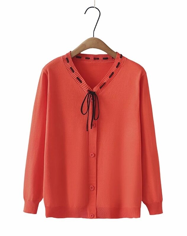 Red Front Lace Button-Down Cardigan