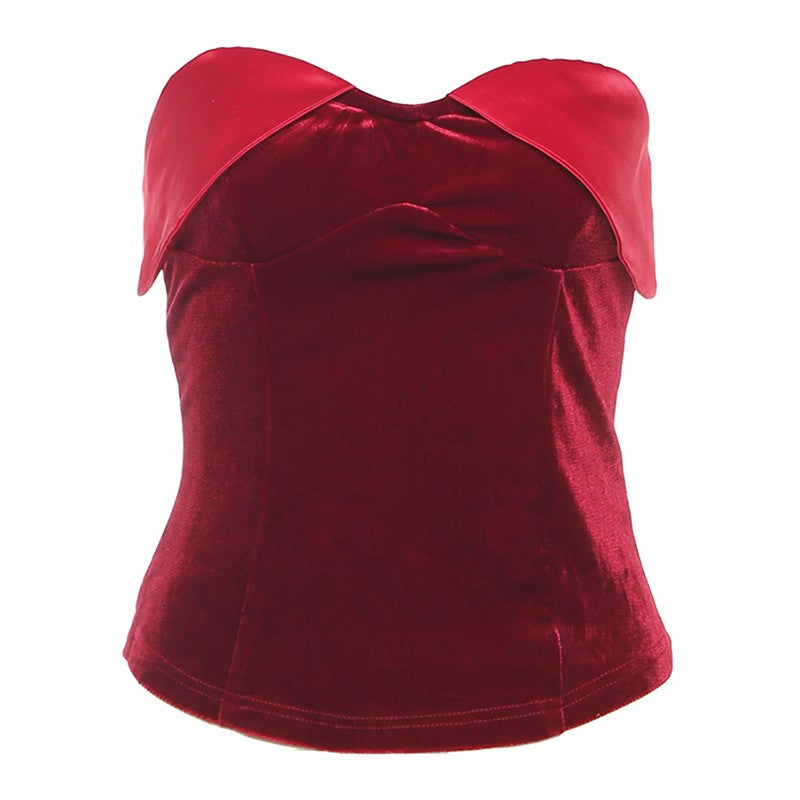 Red Heart-Neckline Corset Top