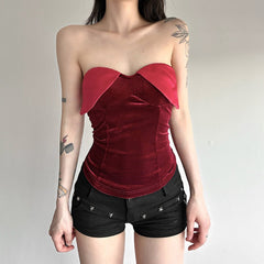 Red Heart-Neckline Corset Top