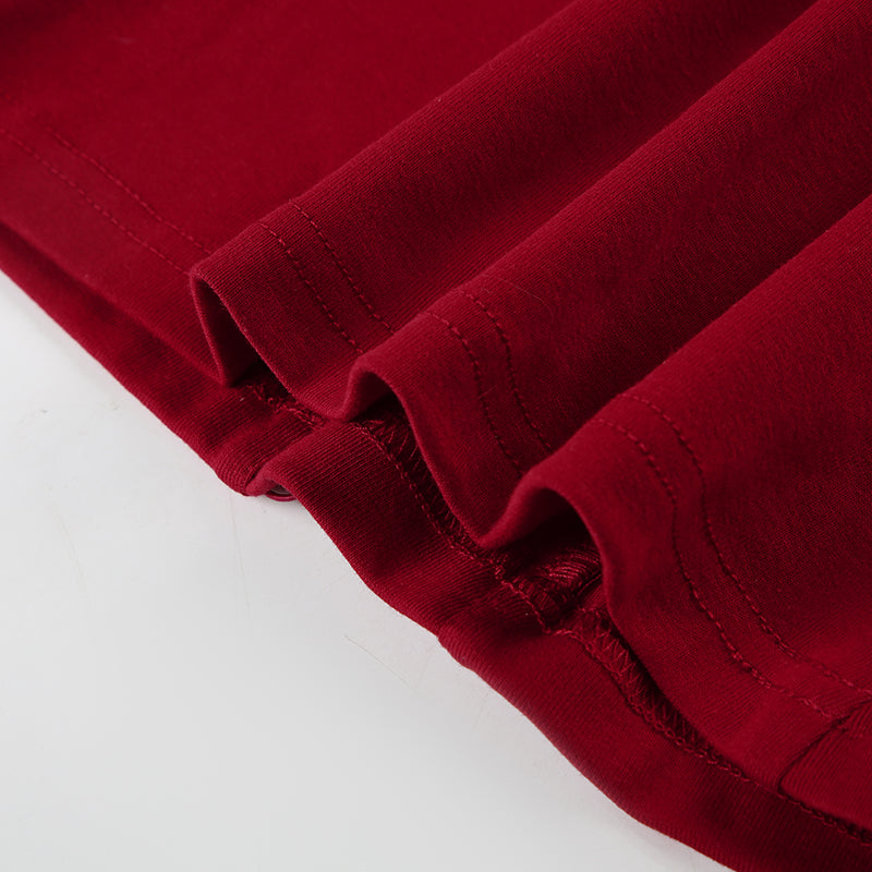 Red Hollow Front Lace-Up Top