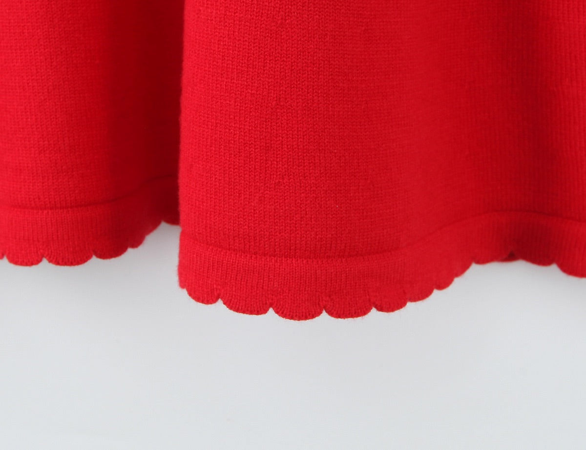 Red Knitted Sweater Lace Dress
