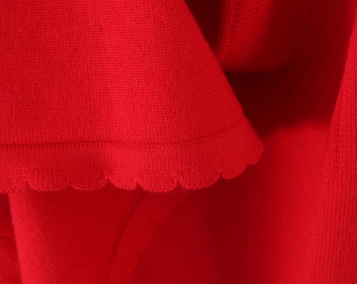 Red Knitted Sweater Lace Dress