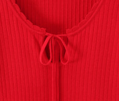 Red Knitted Sweater Lace Dress