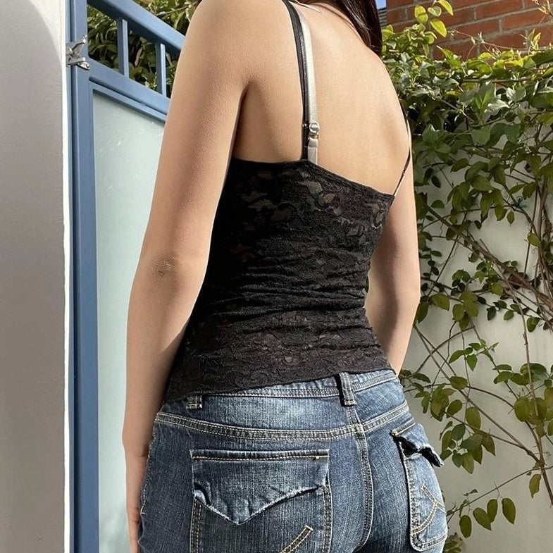 Red Lace Bustier Camisole Top