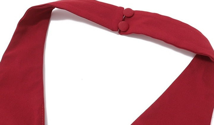 Red Lace-Up Halter Top