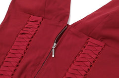 Red Lace-Up Halter Top