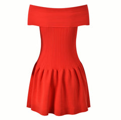 Red Off-Shoulder Bow Dress