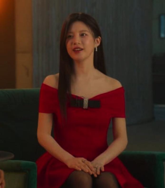 Red Off-Shoulder Bow Dress