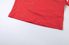 Red Off-Shoulders Superstar Crop Top