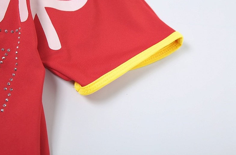 Red Off-Shoulders Superstar Crop Top