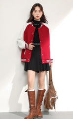Red Oversized Varsity Jacket