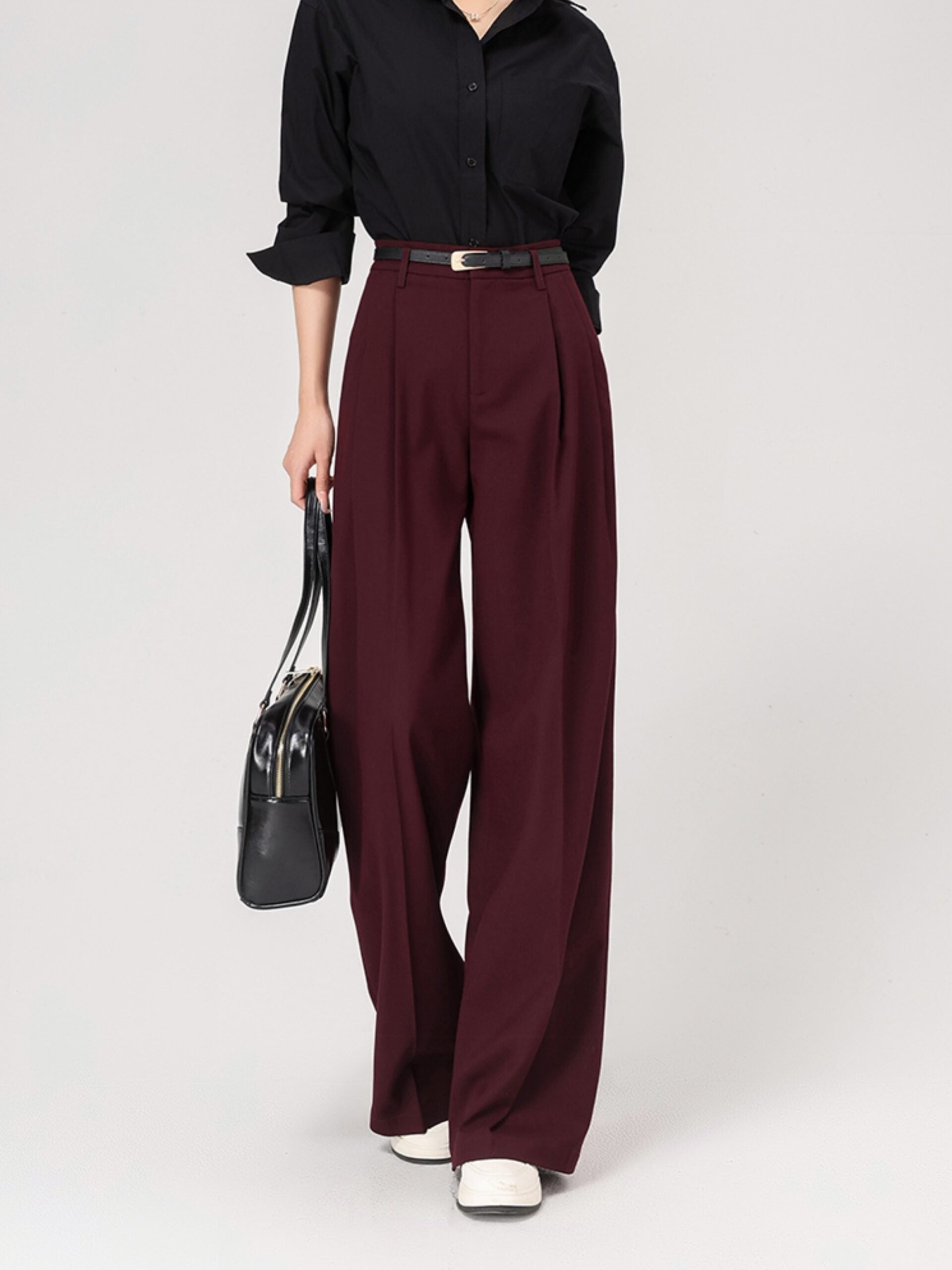 Red Pleated Suit Pants