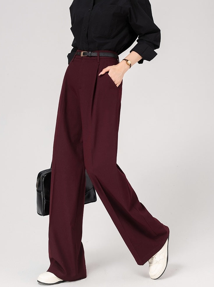 Red Pleated Suit Pants