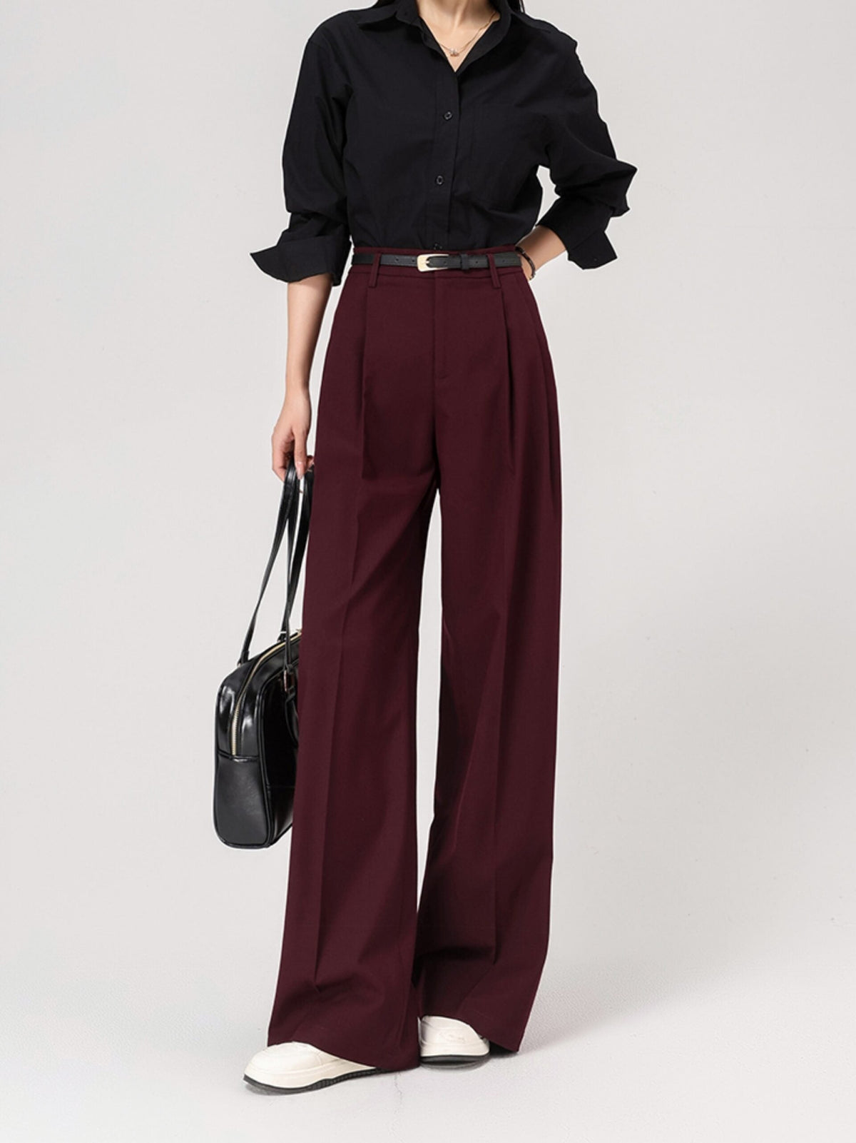 Red Pleated Suit Pants
