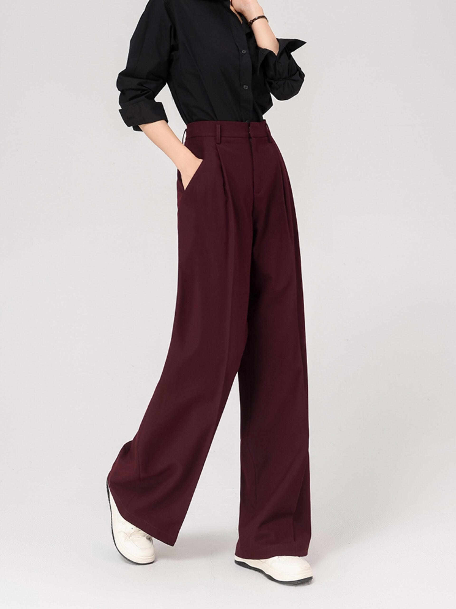 Red Pleated Suit Pants