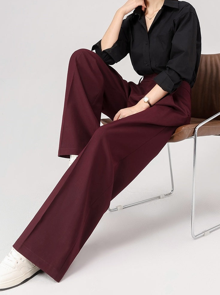 Red Pleated Suit Pants