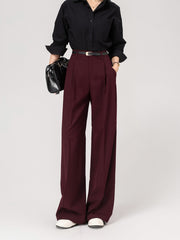 Red Pleated Suit Pants
