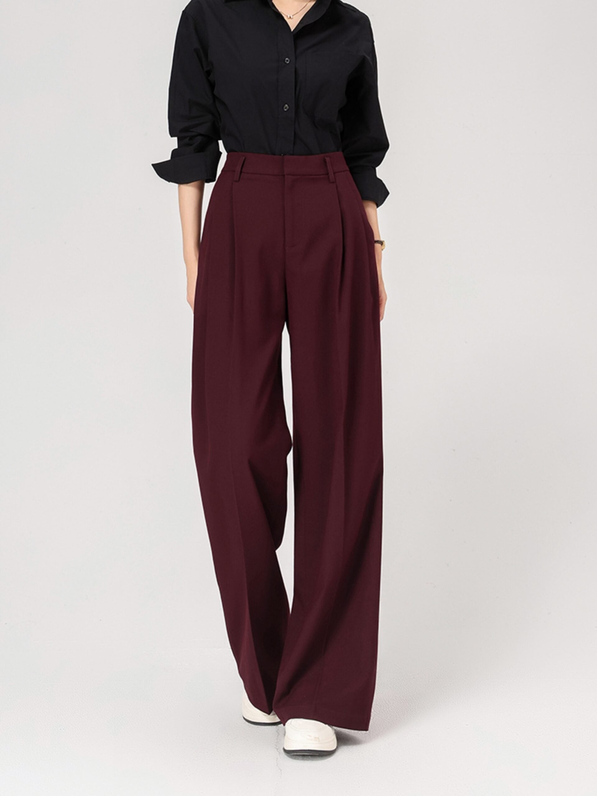 Red Pleated Suit Pants
