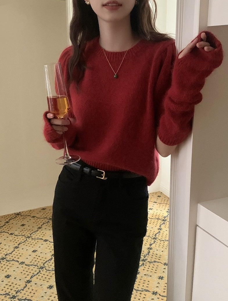 Red Puff Detachable Sleeves Top