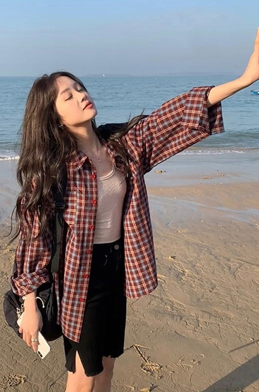 Red Retro Plaid Shirt