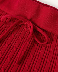 Red Ribbed Knit Mini Skirt