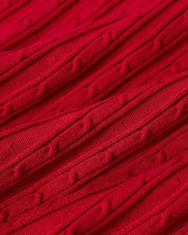 Red Ribbed Knit Mini Skirt