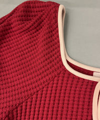 Red Ribbon Tie Puff Sleeve Top
