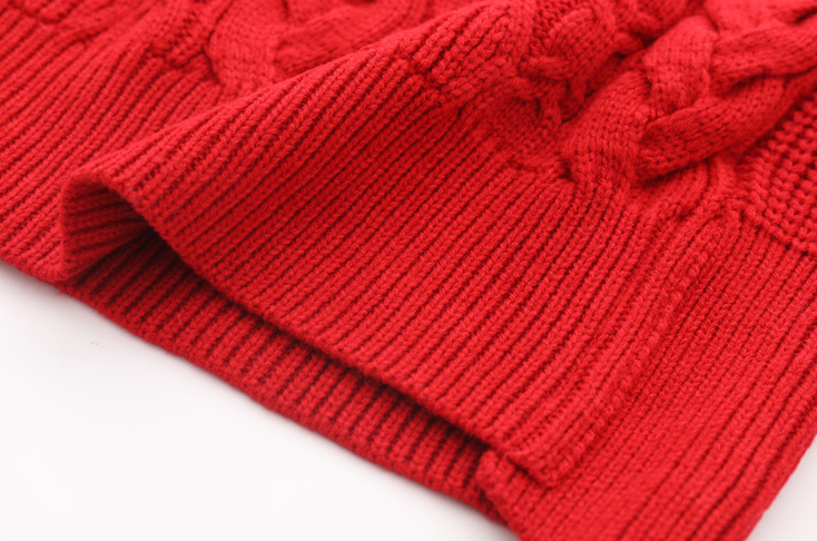 Red Round Neck Twist Knit Sweater