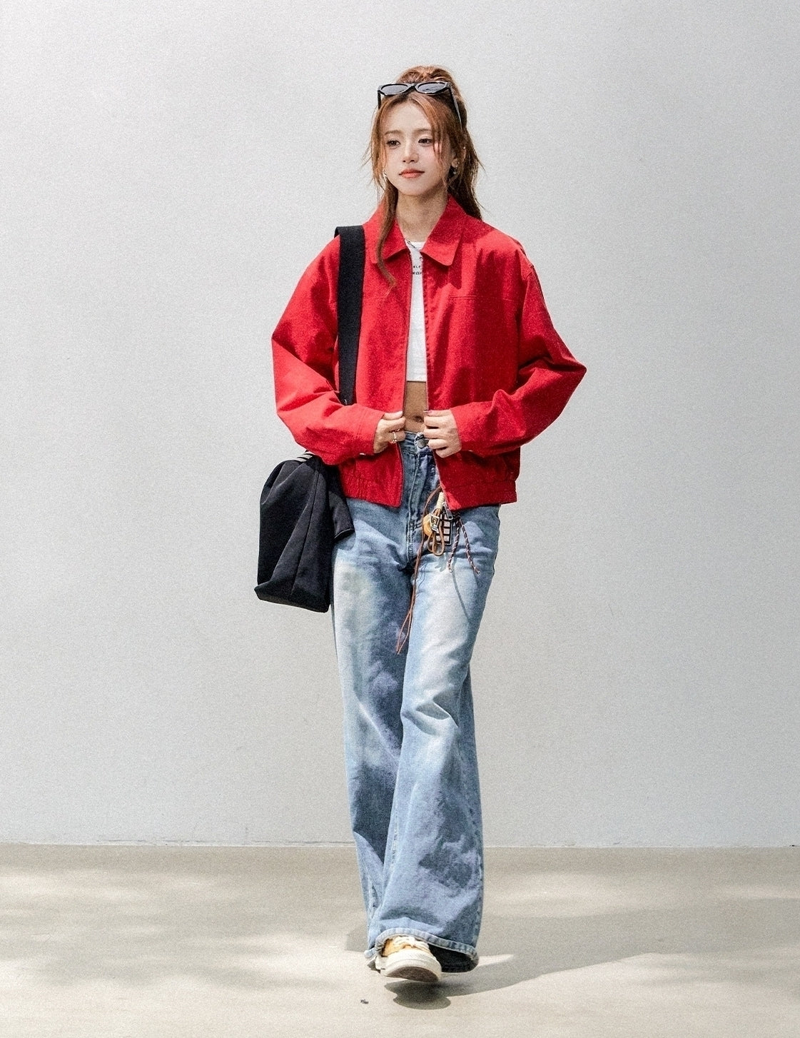 Red Short Casual Chic Workwear Jacket