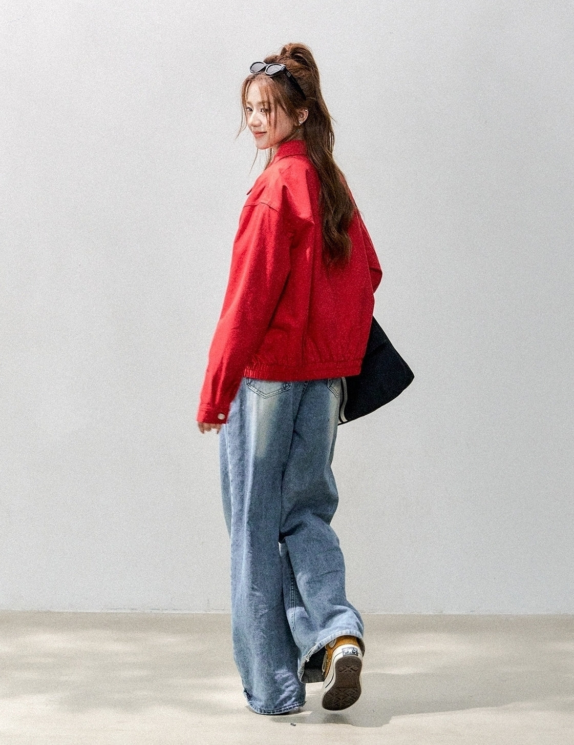 Red Short Casual Chic Workwear Jacket