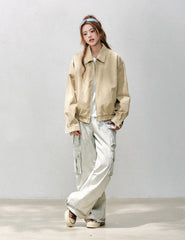 Red Short Casual Chic Workwear Jacket